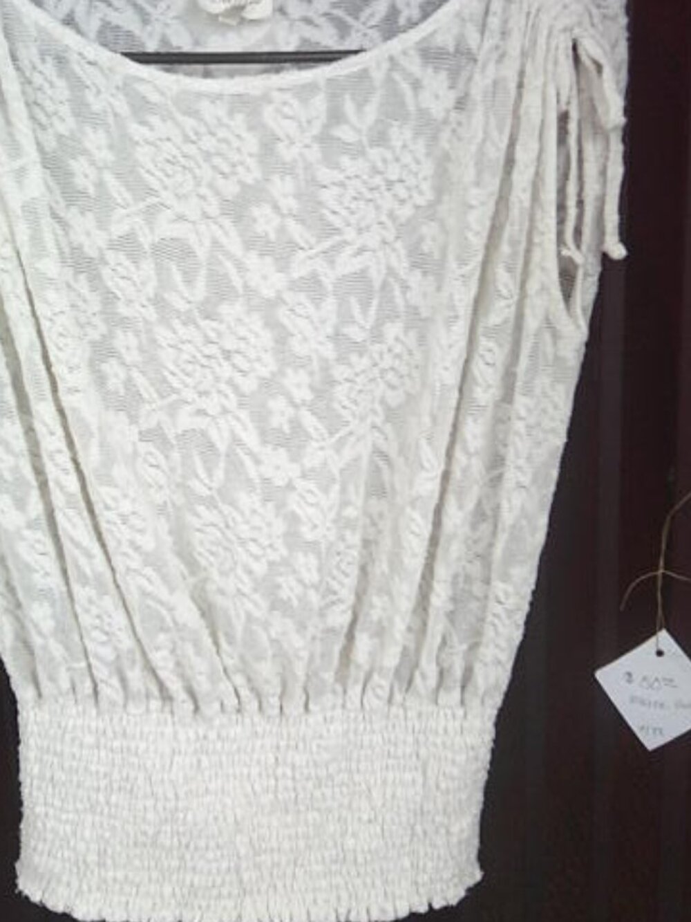 White, Cream, Anthropologie Deletta Sheer Lace Top